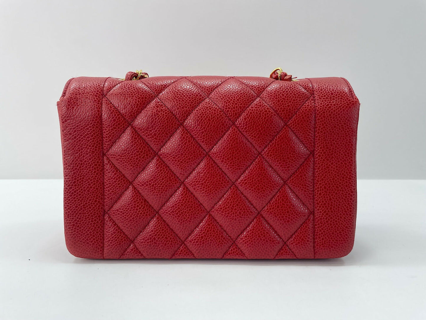 Chanel Vintage 91-94 Caviar Leather Red Diana Flap Bag