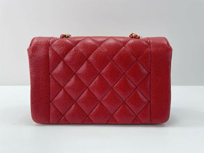 Chanel Vintage 91-94 Caviar Leather Red Diana Flap Bag