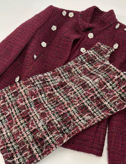 Chanel 23k Burgundy tweed Cardigan 38FR
