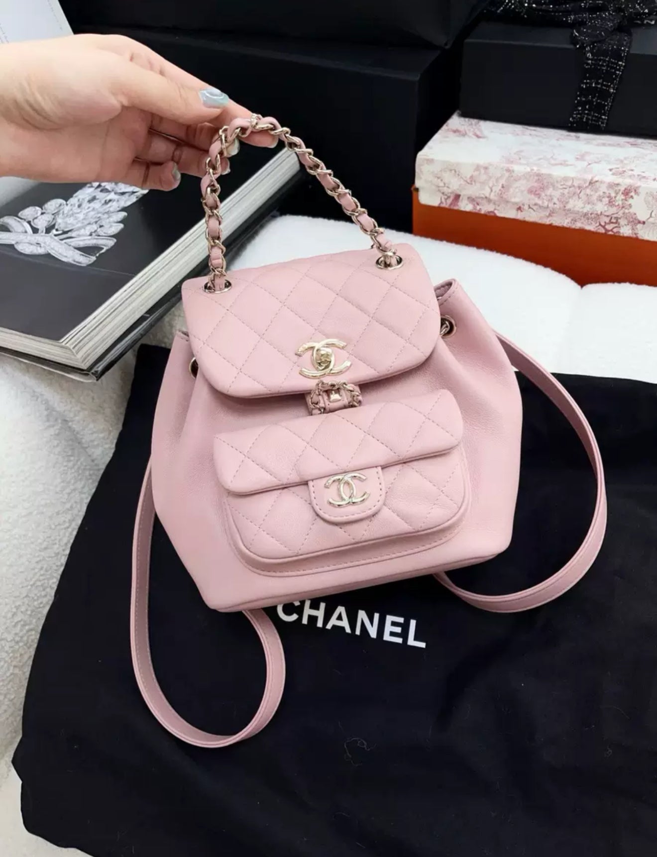 Chanel 24P Pink Backpack Gold Hardware