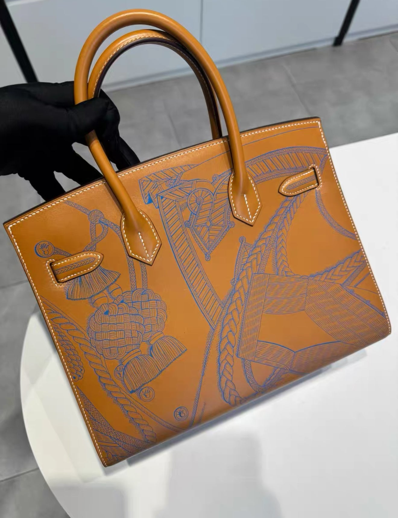 Hermes Birkin Sellier 30 “Zouaves et Dragons” Natural Sable Battler Palladium Hardware