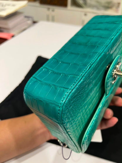 Mini Chanel green iridescent flap bag
