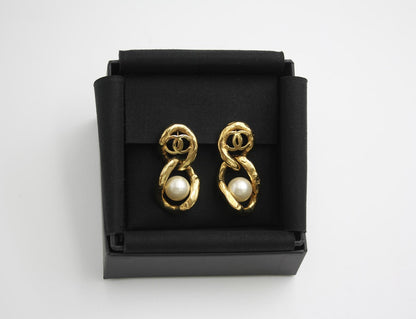 Chanel 2020 Imitation Pearl & Gold Plated Stud Earrings