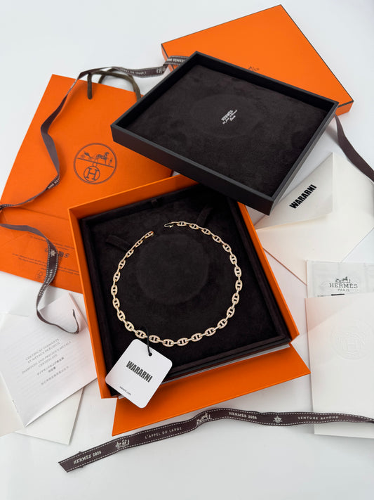 Hermes Chaine d'ancre Enchaine 18k Rose Gold Diamond Link Necklace