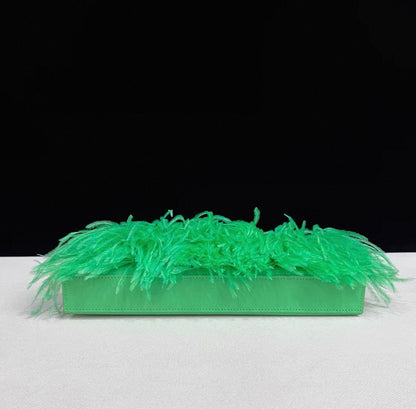 Hermès Kelly Elan Foile Vert Comics Chevre and Ostrich Feather Palladium Hardware
