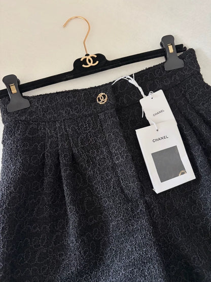 Chanel 23B Black Tweed Shorts