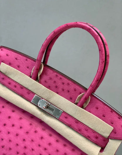 Hermès Birkin 30 Fuchsia Ostrich Leather Palladium Hardware