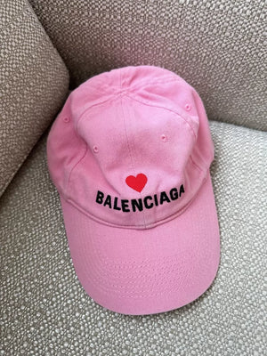 Balenciaga Limited Edition Pink Logo Letter Heart Embroidered Baseball Cap