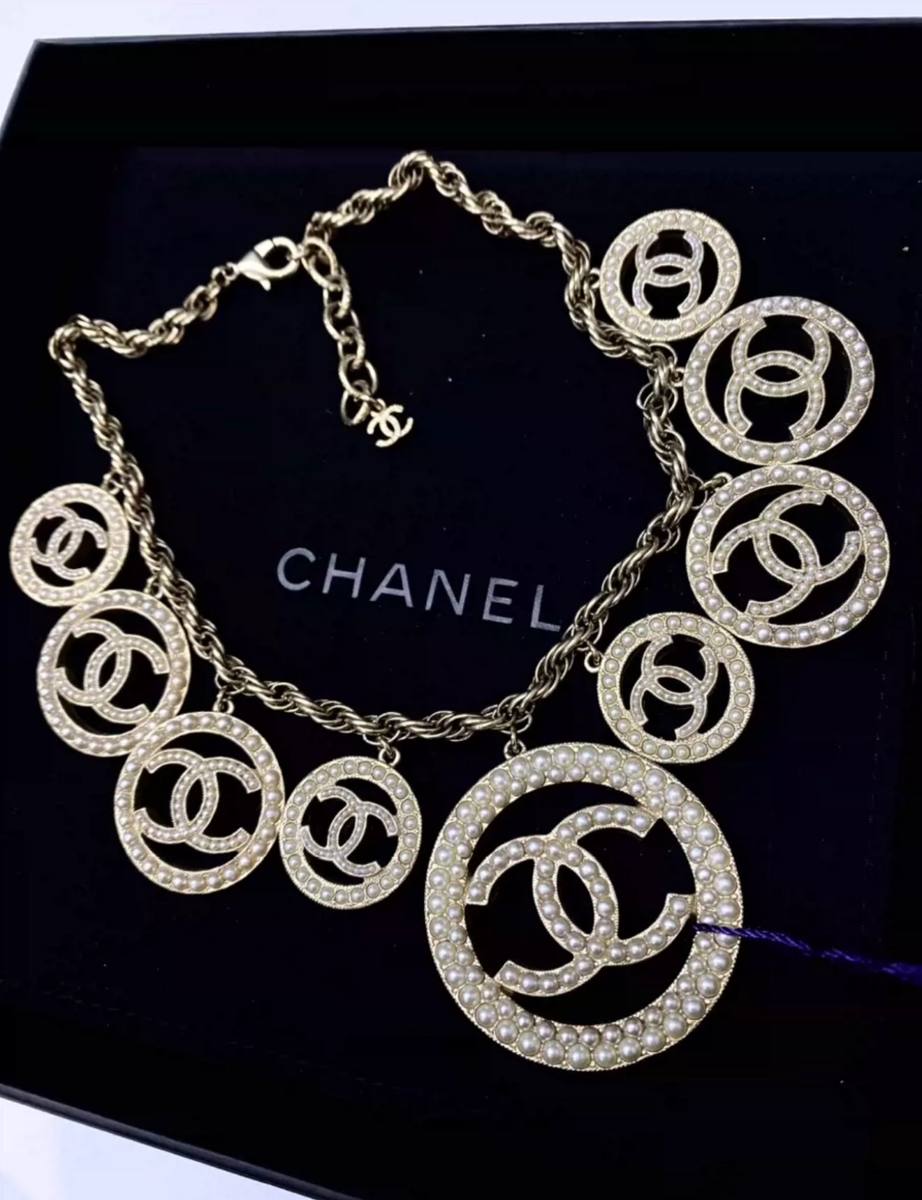 Chanel 17A double CC pearl necklace