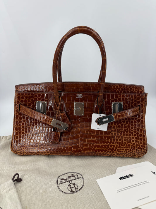 Hermès Birkin Shoulder JPG 42 Miel Crocodile Palladium Hardware – Ultra Rare Collector Piece