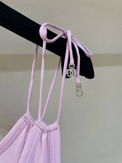 Chanel 23P pink double C pleated dress