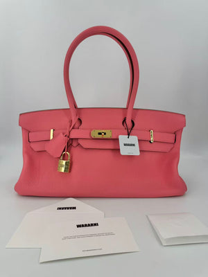 Rare Hermès Birkin Shoulder 42 JPG Pink Rose Lipstick Leather Gold Hardware