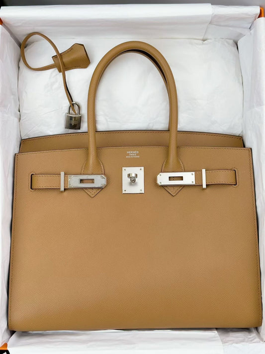 Hermes Birkin 30 Biscuit Epsom Sellier palladium hardware