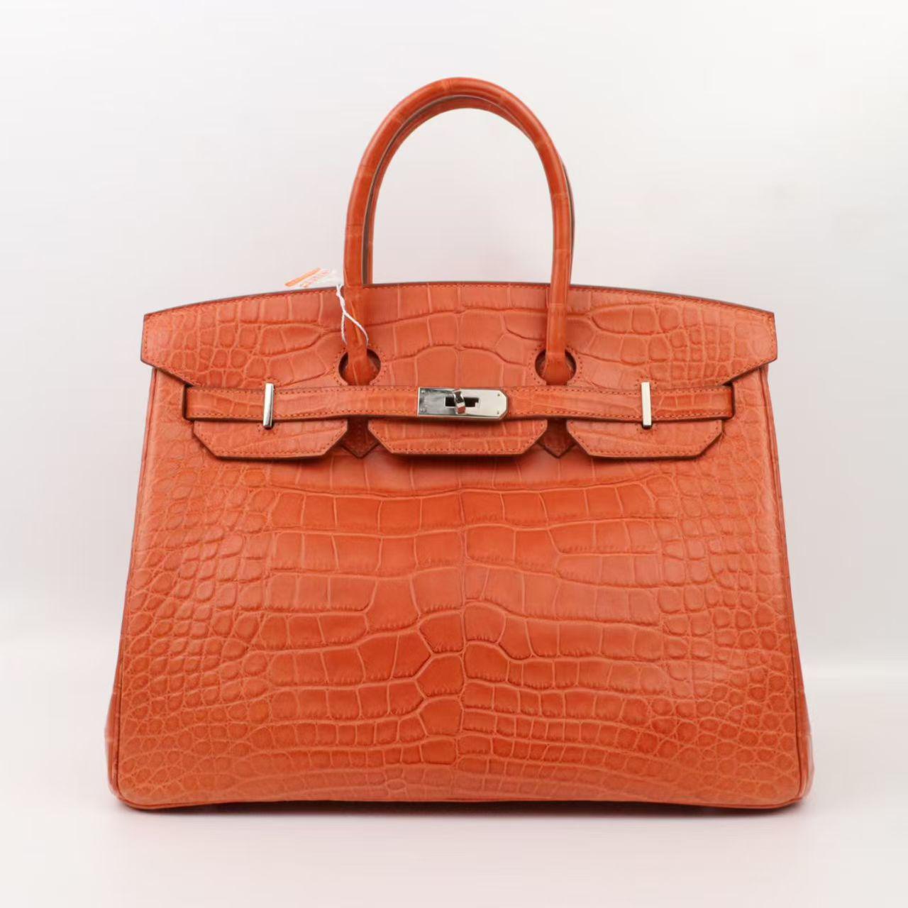 Hermes Birkin 35 Orange Matte Alligator palladium hardware