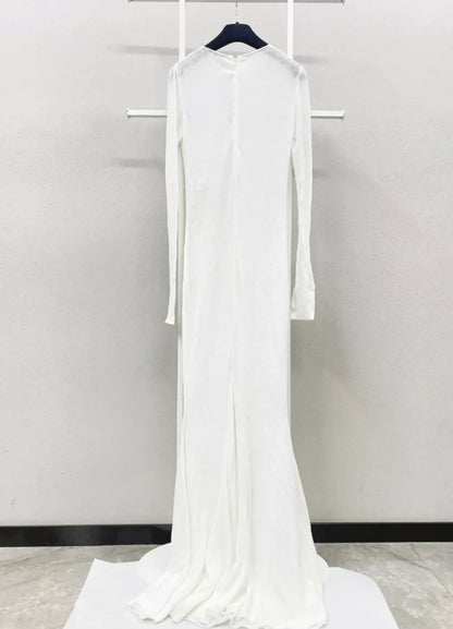 Chanel 19A creamy white knitted long dress