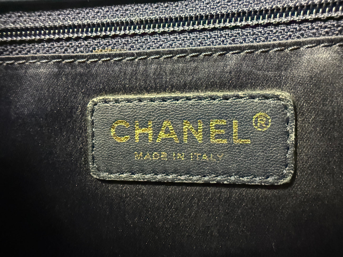 Chanel blue leather flap bag gold hardware