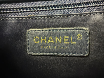 Chanel blue leather flap bag gold hardware