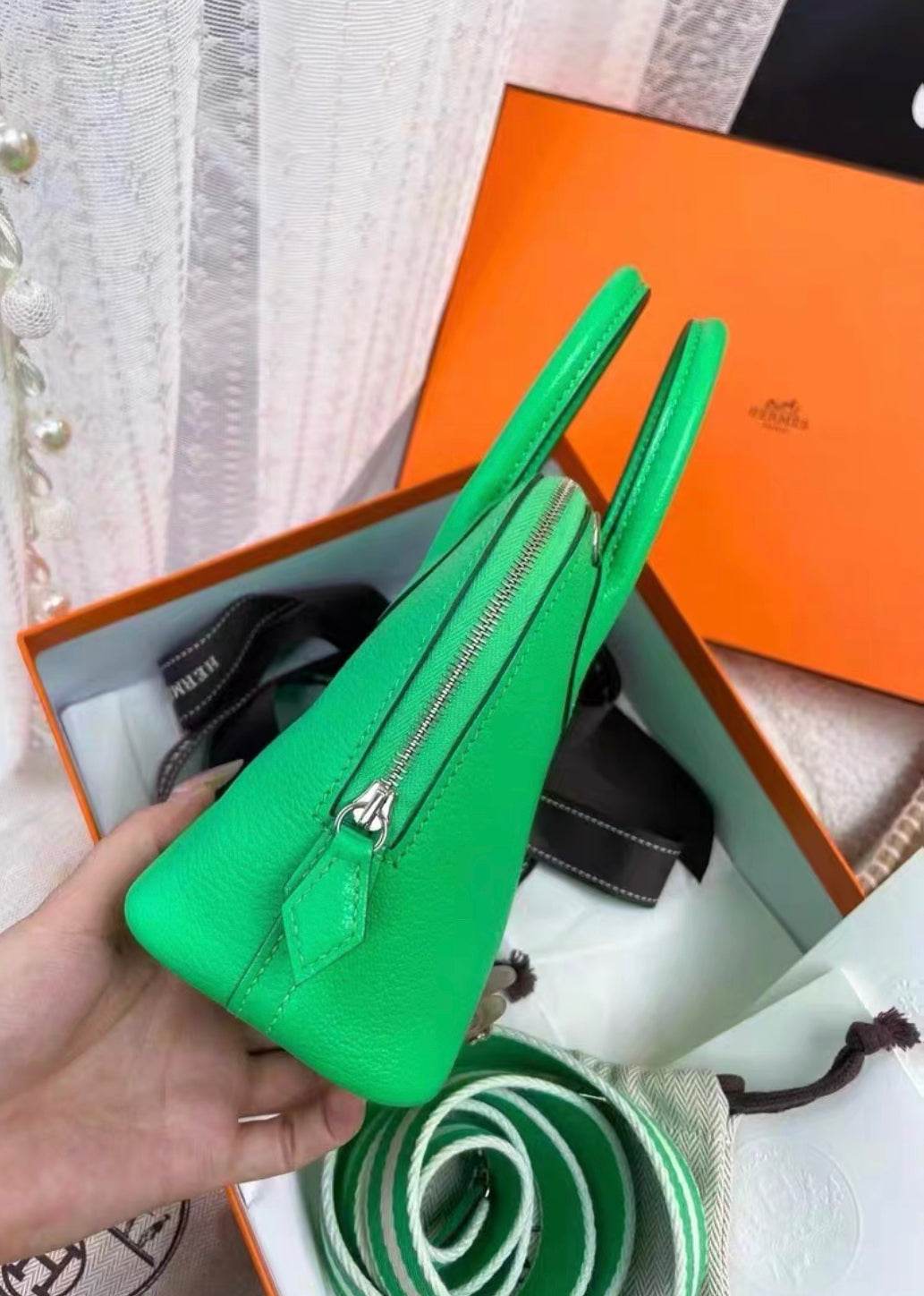 HERMES Bolide 1923 Green Shoulder bag