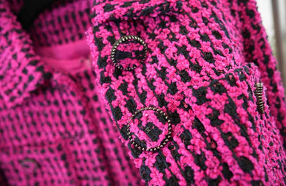 Chanel 2016 Pink Fuchsia tweed jacket and dress suit