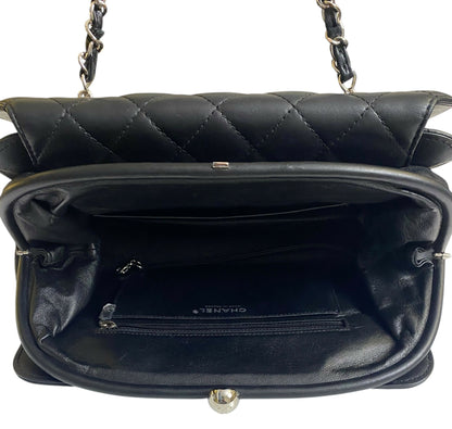 Chanel Classic Black CC Kisslock Lambskin Frame Compartment Bag