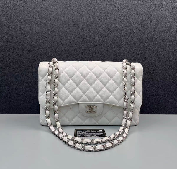 Chanel White Caviar Jumbo Double Flap – Wararni.com