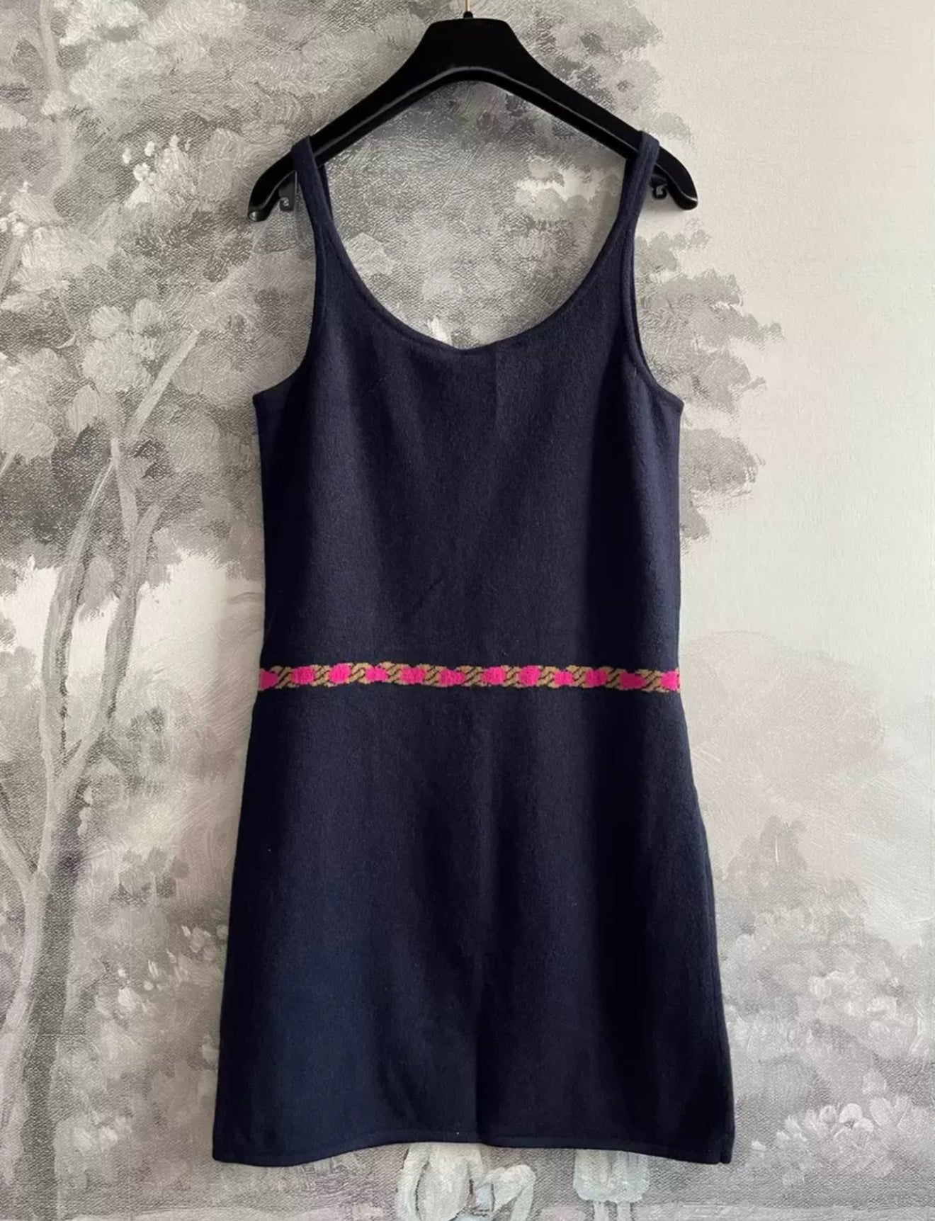 Chanel 23N Navy Blue Cashmere Dress