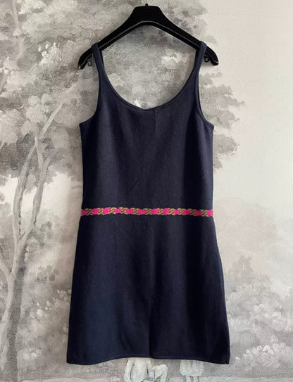 Chanel 23N Navy Blue Cashmere Dress