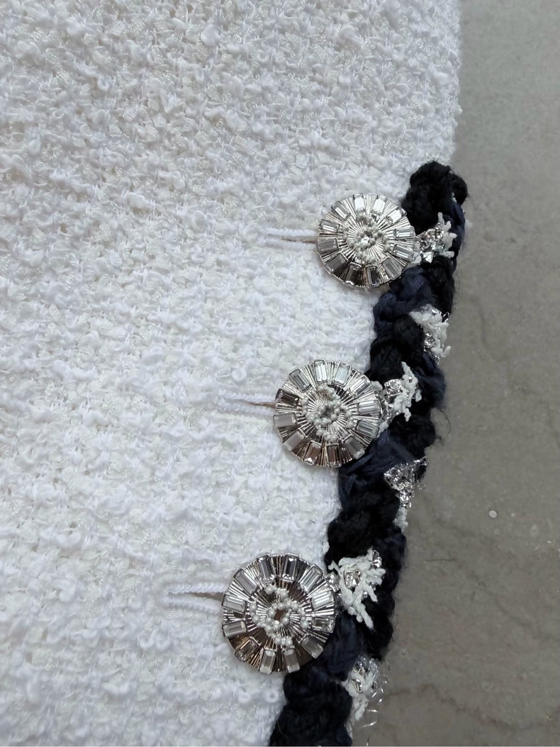 Chanel 23C white tweed Jacket with black triming