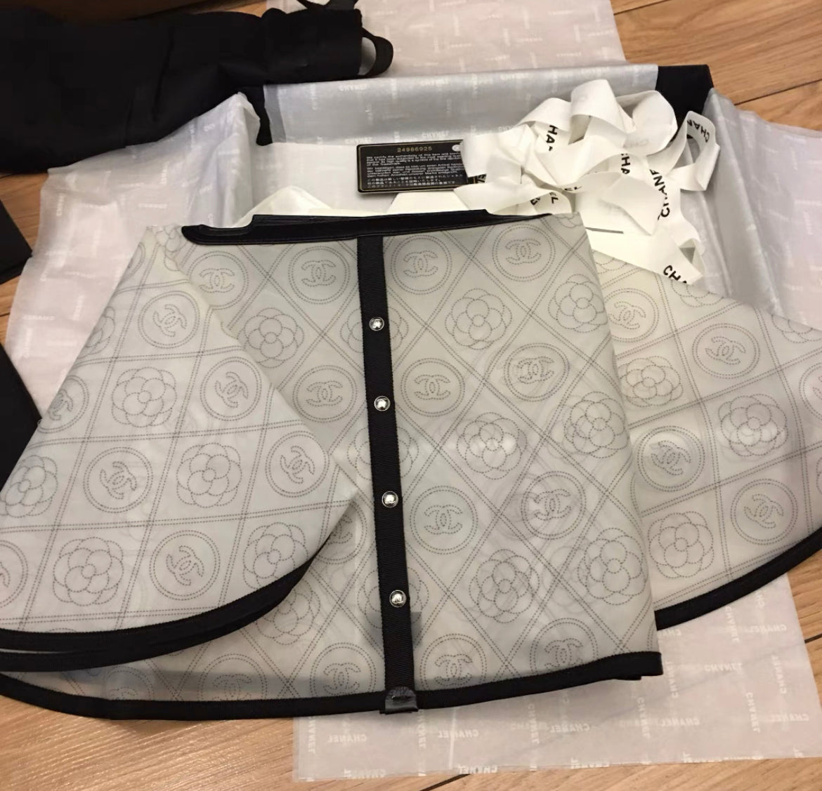 chanel bag rain cover Chanel Camellia Handbag Raincoat Printed PVC