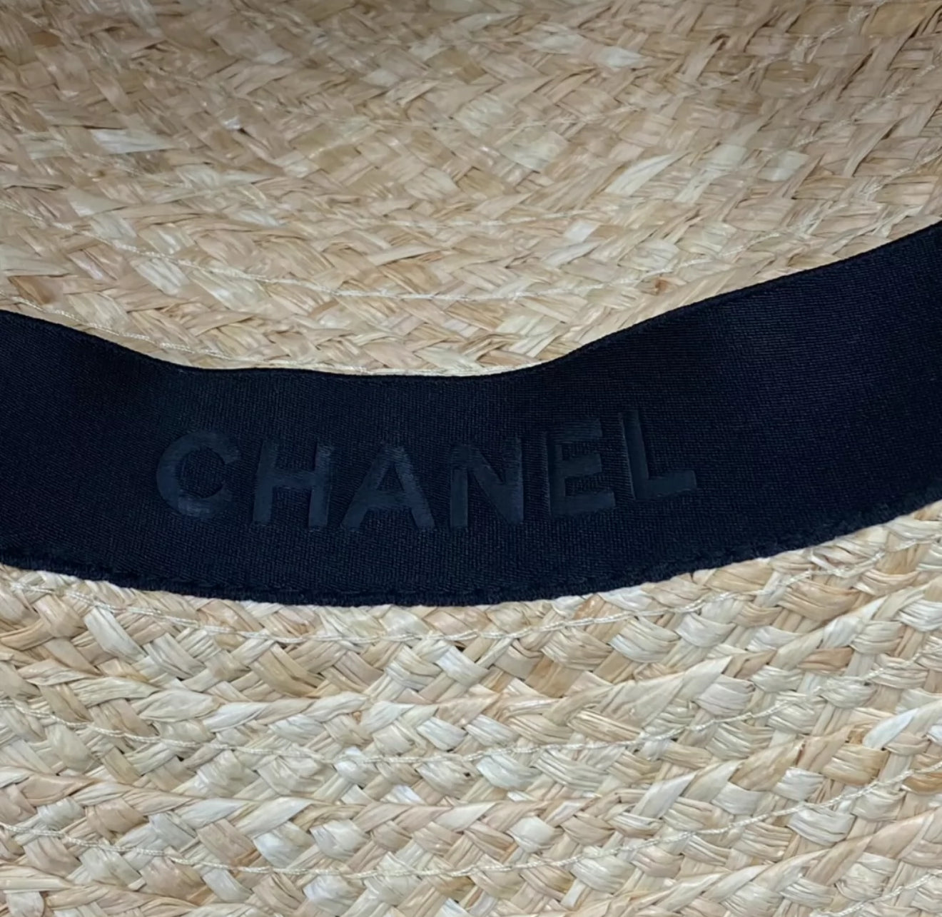 Chanel 22S Beige & Multicolor Straw & Silk Wide-Brimmed Hat