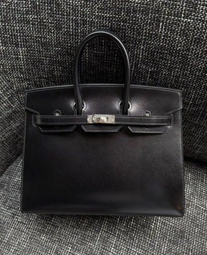 Hermes Birkin 25 black box sellier palladium hardware