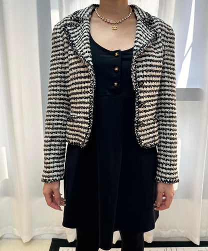 CHANEL Chidori Pattern Coco Button Tweed Jacket