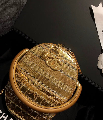 Chanel 19A Egyptian Gold Tweed Runway Handle Crossbody Bag