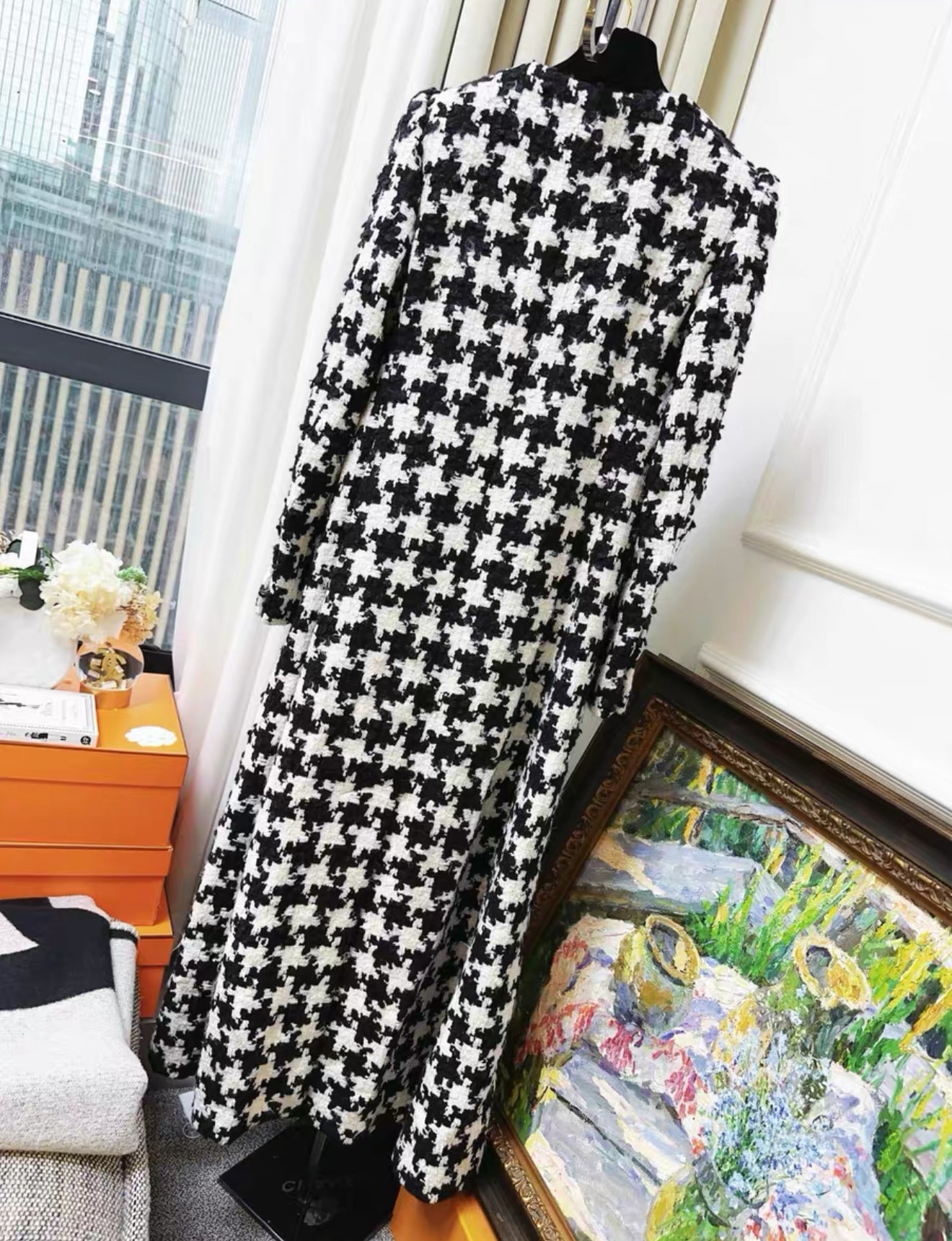 Chanel 21A black & white long coat