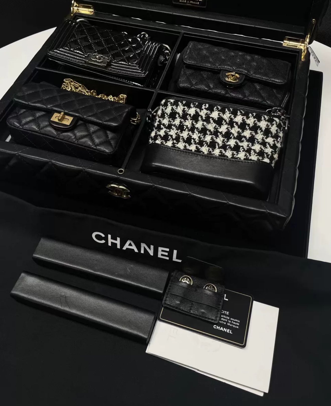 Chanel 2020 limited edition Set Of 4 Black Mini Bags with Quilted