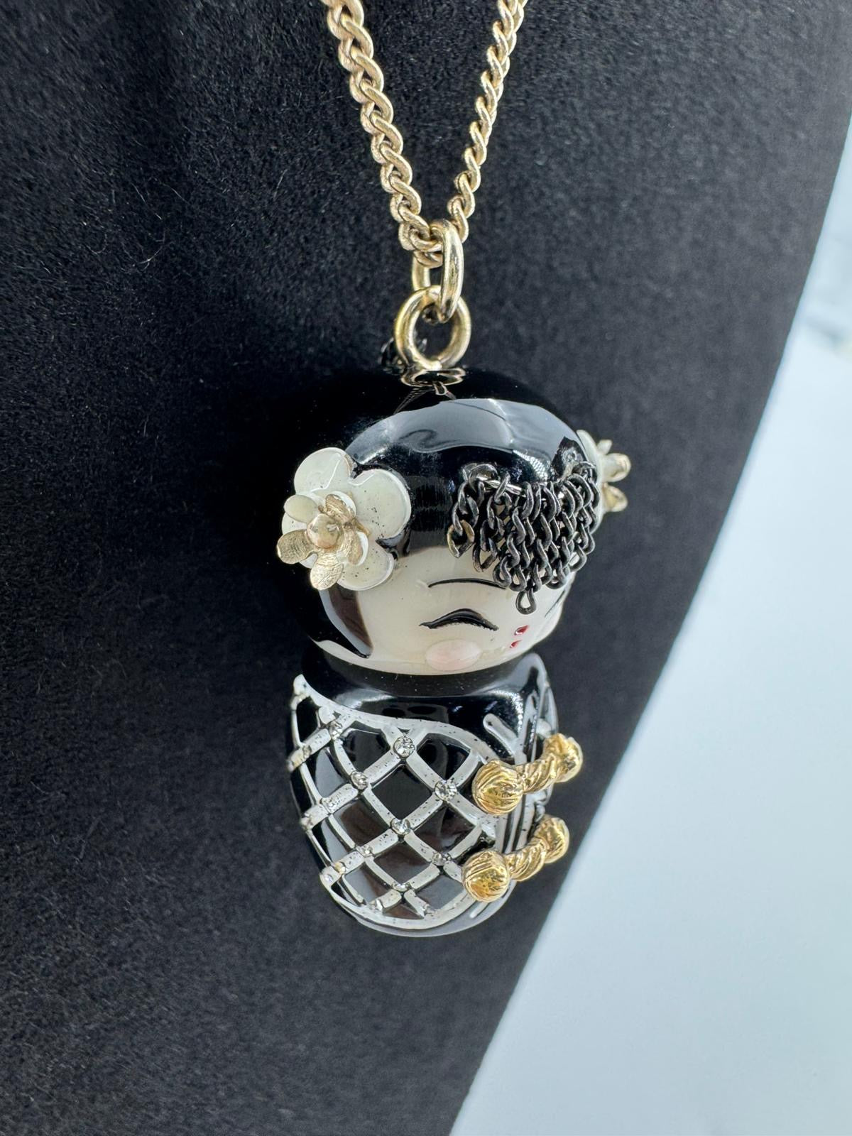 Chanel 10A Double C Acrylic Porcelain shanghai Doll Necklace