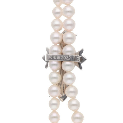 Chrome Hearts CH Cross Pearl White Gold Necklace Mikimoto