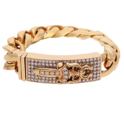 Chrome Hearts PAVE Diamond/Gold Bracelet 22K ID DAGGER P/D/Dagger