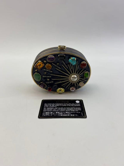 CHANEL 2007 Horoscope Navy Blue Metal Gripoix Gold Crystal Small Mini Minaudière Bag