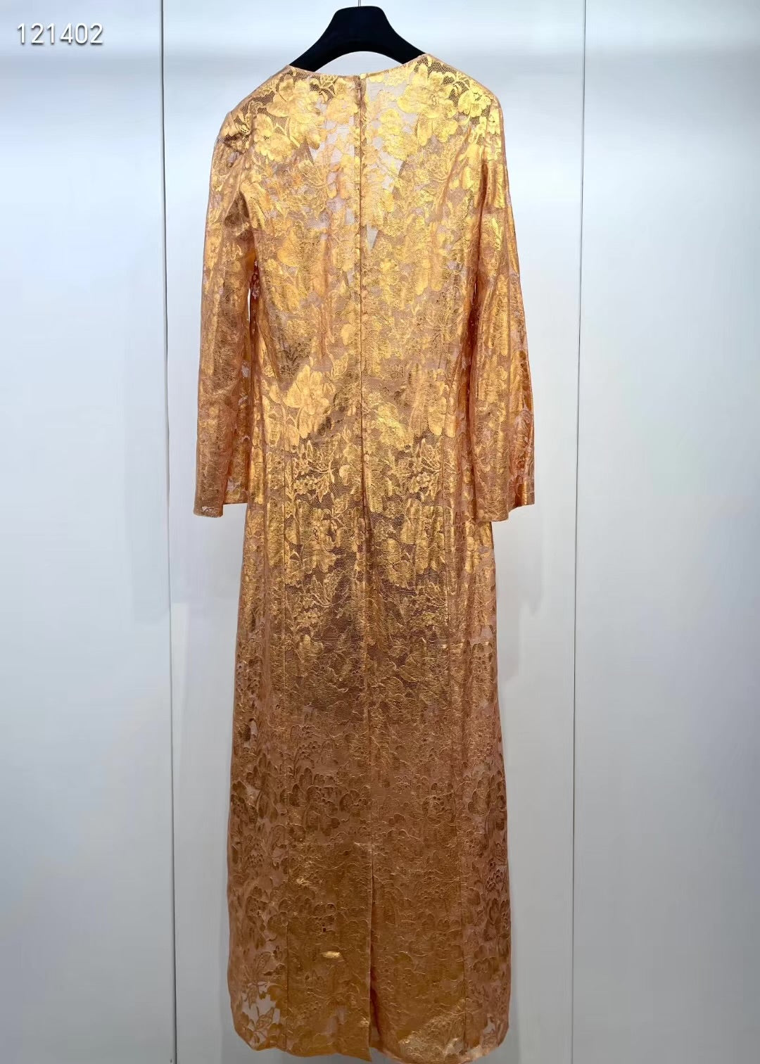 Chanel 24C Gold Lace V-Neck Dress