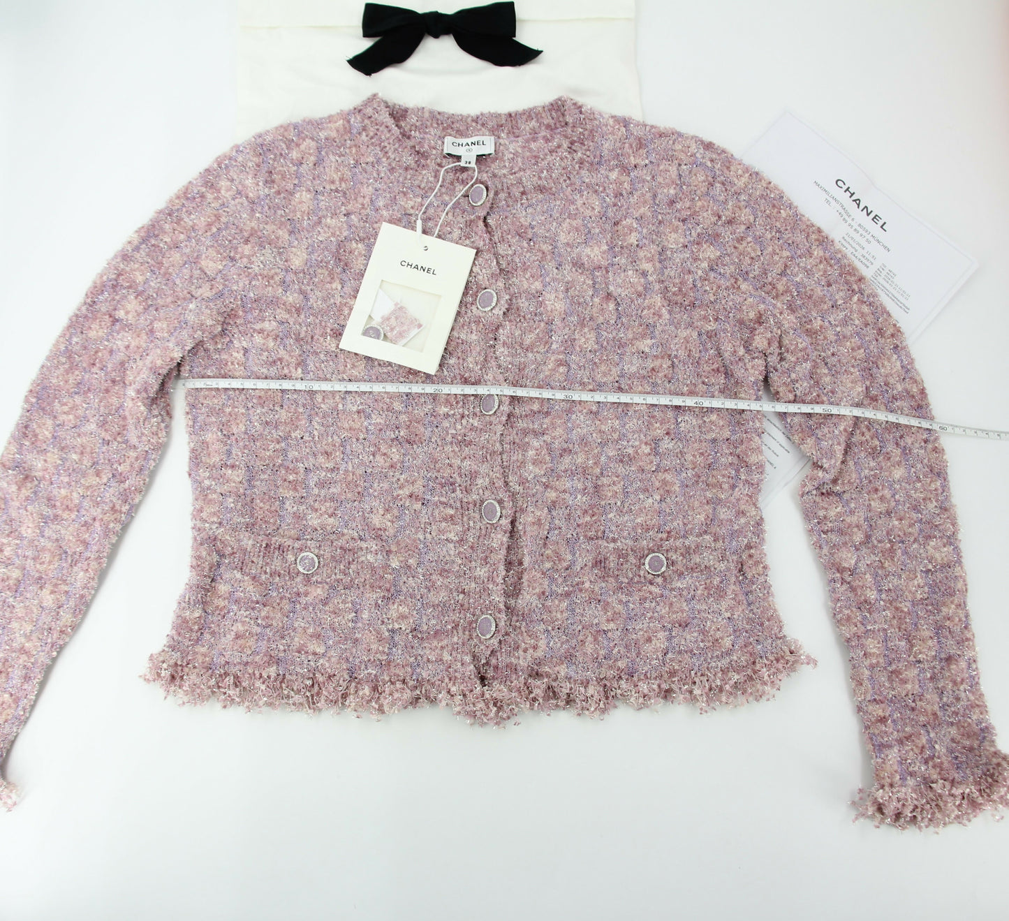 Chanel 26C Knitted Pinkish Purple Fringe Jacket