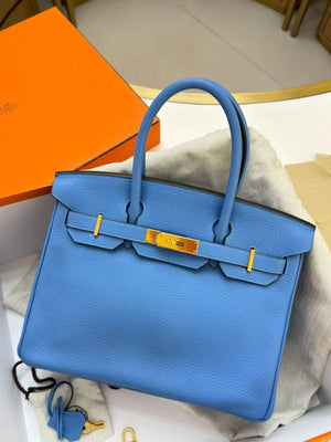 Hermes Birkin 30 Bleu Paradis togo leather gold hardware
