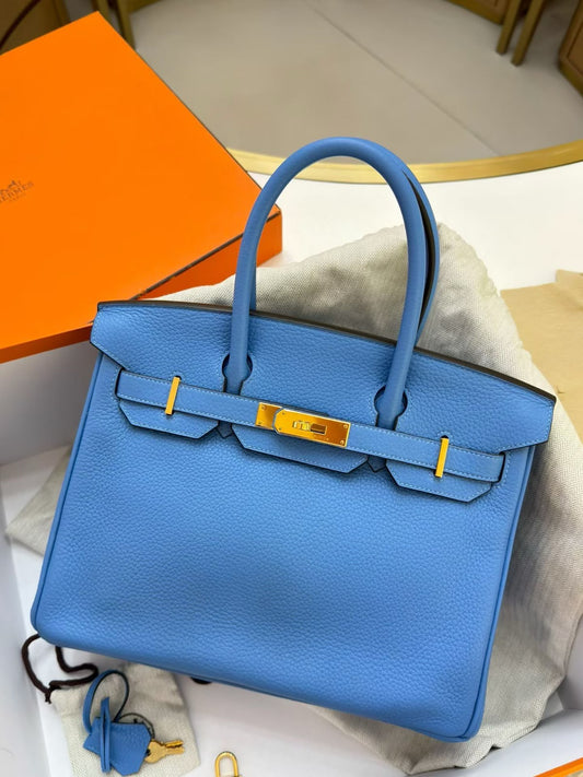 Hermes Birkin 30 Bleu Paradis togo leather gold hardware
