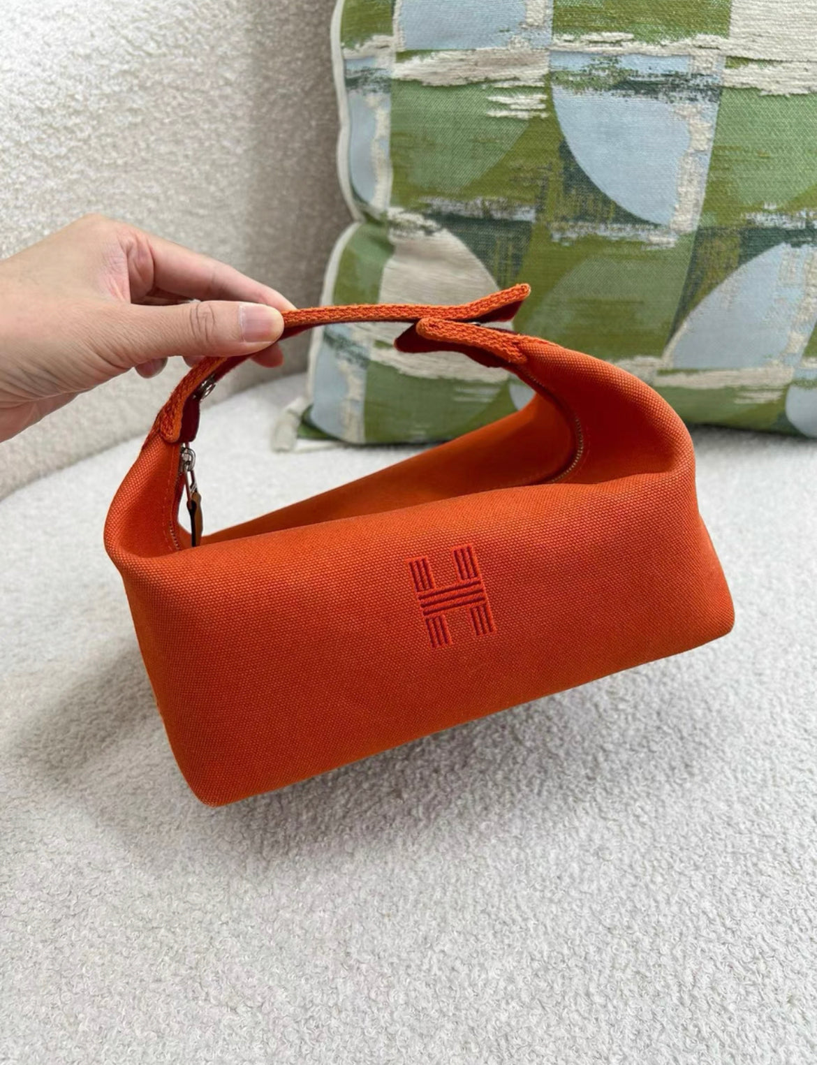 Hermès Pochette Bride-à-Brac model, Small in cotton Orange