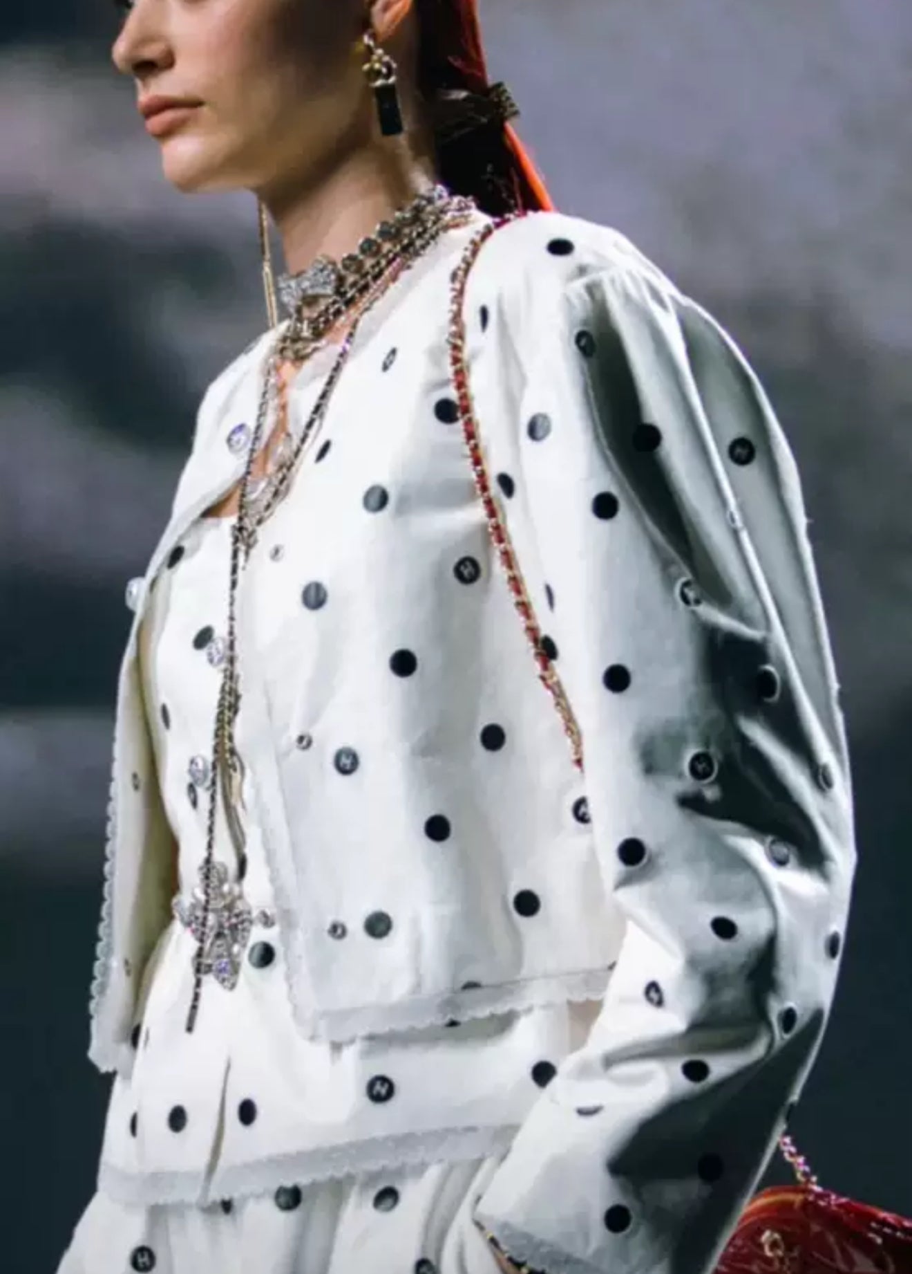Chanel 23S White & Black Embroidered Lambskin & Lace Jacket