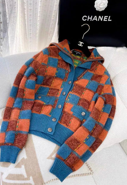 Chanel Paris-Salzburg 2015 Blue, Brown & orange knitted jacket size 36