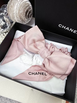 Chanel 2022 Pink Letter Bow Hair Tie