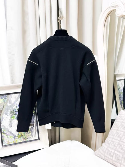 Chanel 25p Black Knit Reversible Cashmere Cardigan