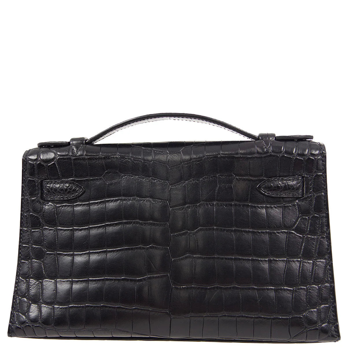 Hermes Kelly Pochette So Black Noir Matte Crocodile Leather