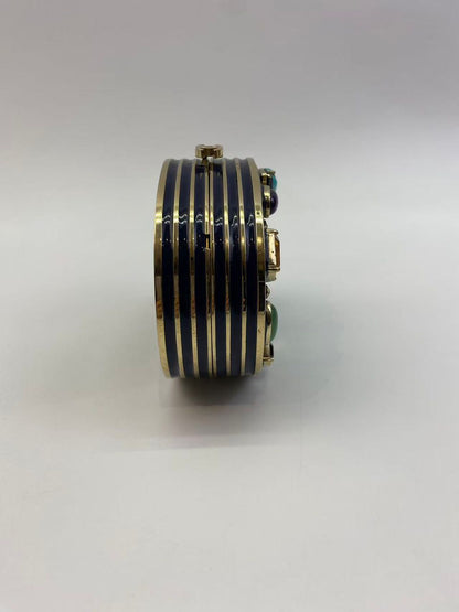 CHANEL 2007 Horoscope Navy Blue Metal Gripoix Gold Crystal Small Mini Minaudière Bag